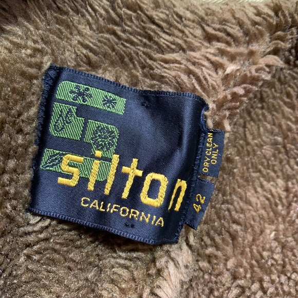 Vintage Silton California Canvas Sherpa Lined Belted Jacket Over Mens Size M tan - Picture 14 of 14
